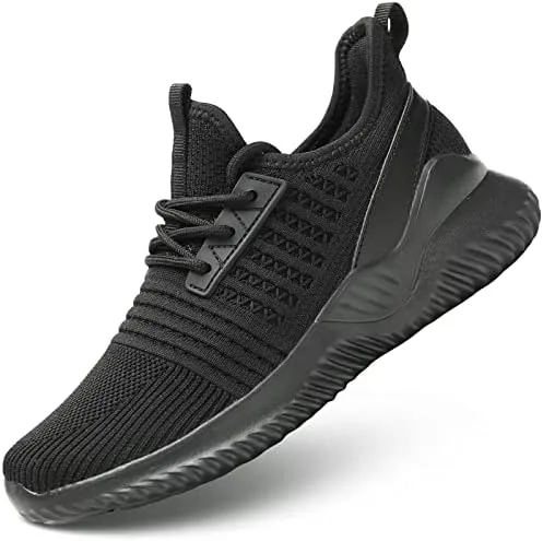 chopben womens walking shoes lightweight breathable running shoes non slip athletic fashion sneakers mesh workout casual sports full black