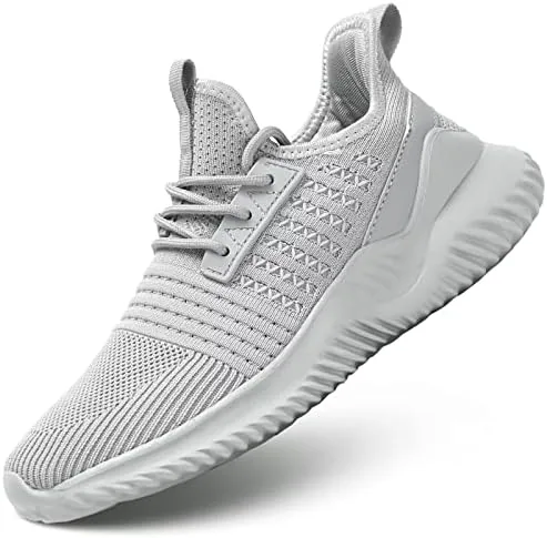 chopben womens walking shoes lightweight breathable running shoes non slip athletic fashion sneakers mesh workout casual sports grey